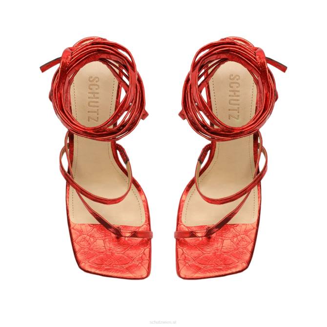 bei Schutz Lily-Sandale aus Metallic-Leder mit Krokodilprägung Rot D60T410