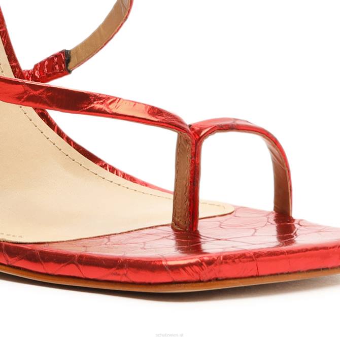 bei Schutz Lily-Sandale aus Metallic-Leder mit Krokodilprägung Rot D60T410