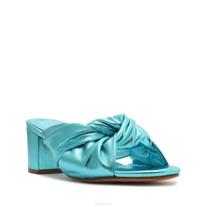 bei Schutz Mindy Mid-Block-Sandale aus Metallic-Leder Türkis D60T120
