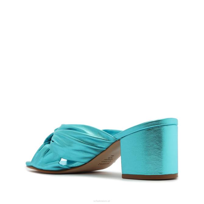 bei Schutz Mindy Mid-Block-Sandale aus Metallic-Leder Türkis D60T120
