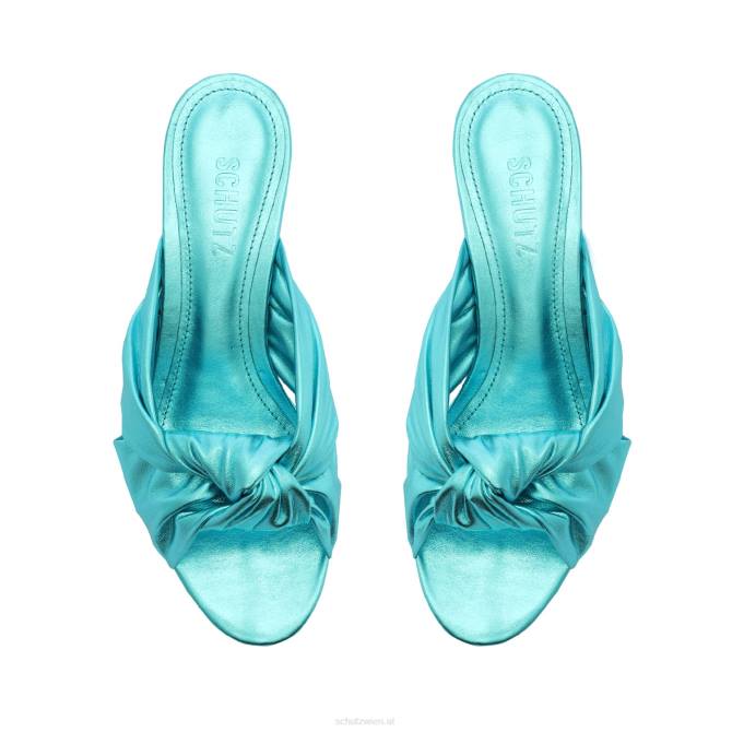bei Schutz Mindy Mid-Block-Sandale aus Metallic-Leder Türkis D60T120