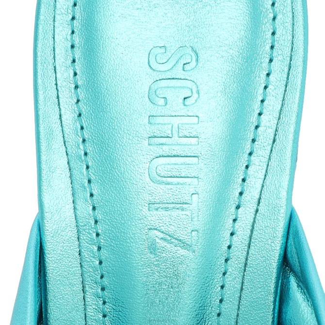 bei Schutz Mindy Mid-Block-Sandale aus Metallic-Leder Türkis D60T120