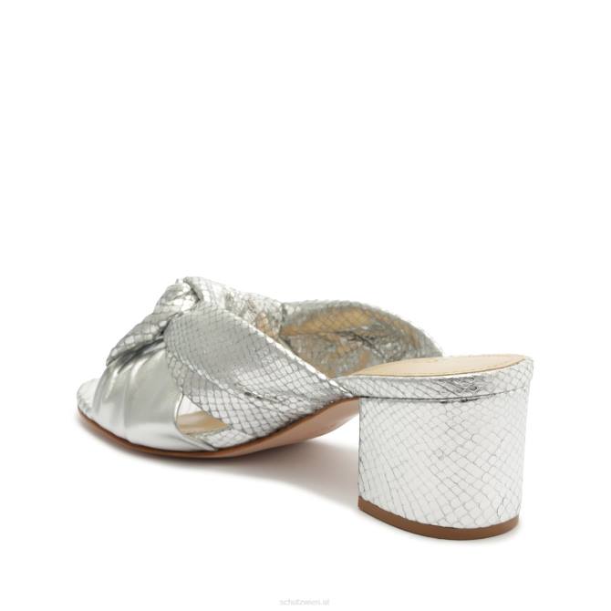 bei Schutz Mindy Mid-Block-Sandale aus mattem Nappaleder Silber D60T22