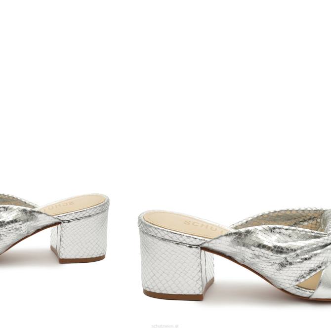 bei Schutz Mindy Mid-Block-Sandale aus mattem Nappaleder Silber D60T22