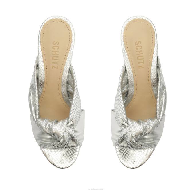 bei Schutz Mindy Mid-Block-Sandale aus mattem Nappaleder Silber D60T22