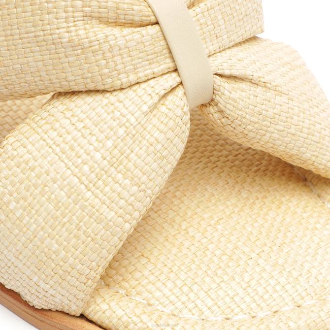 bei Schutz Fee, lässige Sandale aus Stroh und Nappaleder Eierschale D60T588