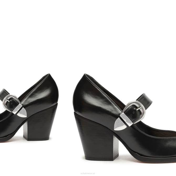 bei Schutz Jeans-Pumps aus Leder Schwarz D60T194