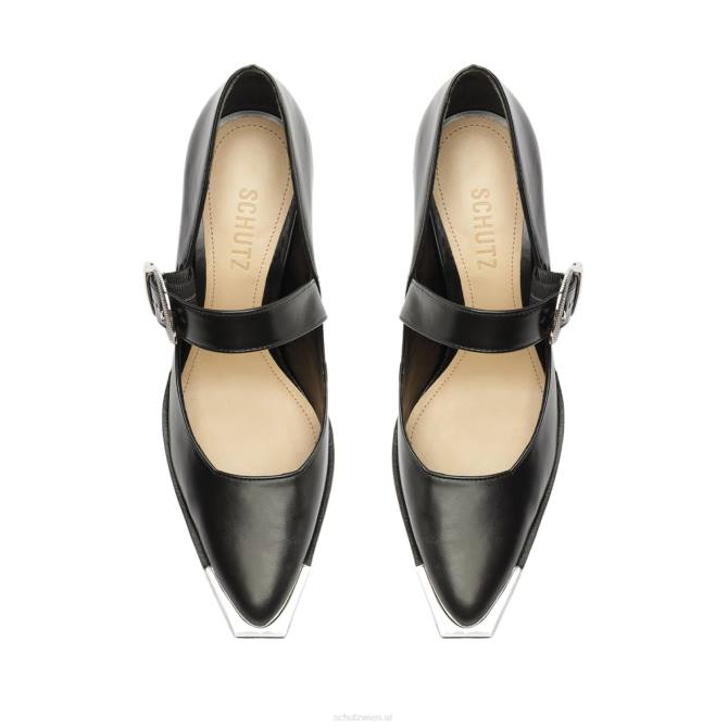 bei Schutz Jeans-Pumps aus Leder Schwarz D60T194