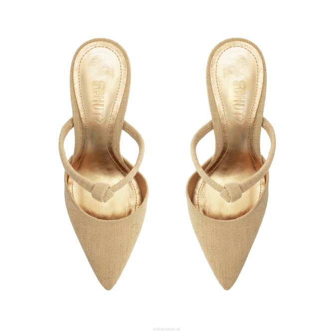 bei Schutz Perlmuttfarbene, lässige Pumps aus Leinen und Metallic-Optik Sand D60T686