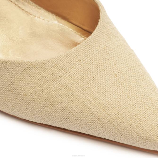 bei Schutz Perlmuttfarbene, lässige Pumps aus Leinen und Metallic-Optik Sand D60T686