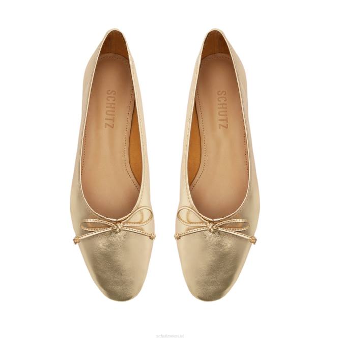 bei Schutz Flache Schuhe aus Arissa-Metallic-Leder Gold D60T563