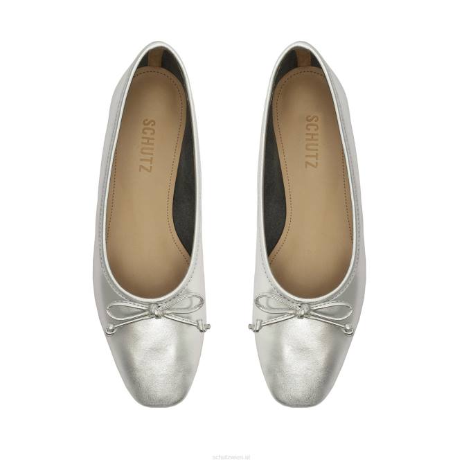 bei Schutz Flache Schuhe aus Arissa-Metallic-Leder Silber D60T568