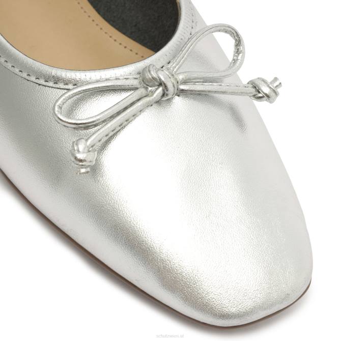 bei Schutz Flache Schuhe aus Arissa-Metallic-Leder Silber D60T568