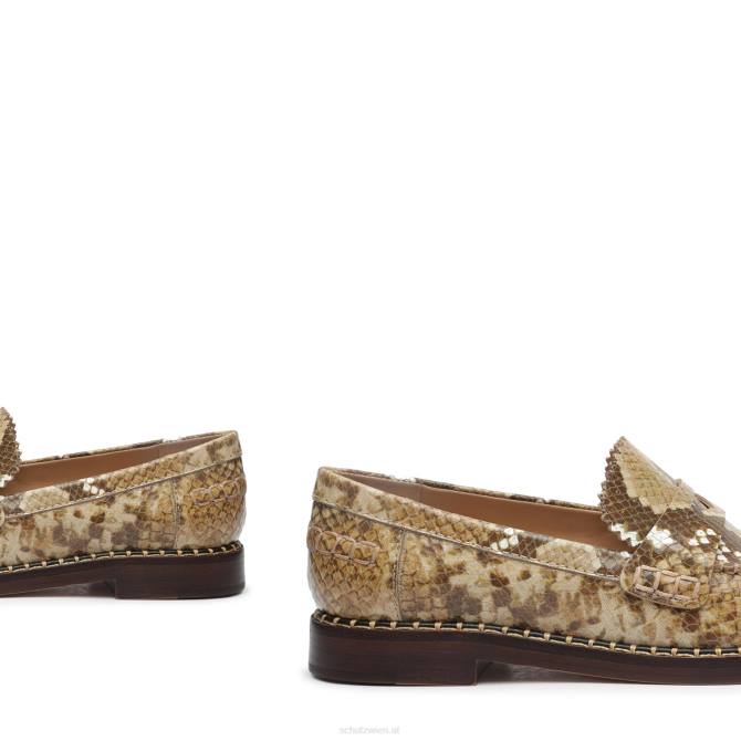 bei Schutz Flache Schuhe aus Leder mit Schlangenprägung von Christie echtes Beige D60T578