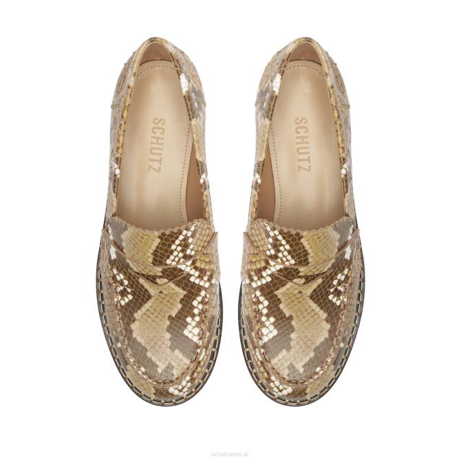 bei Schutz Flache Schuhe aus Leder mit Schlangenprägung von Christie echtes Beige D60T578