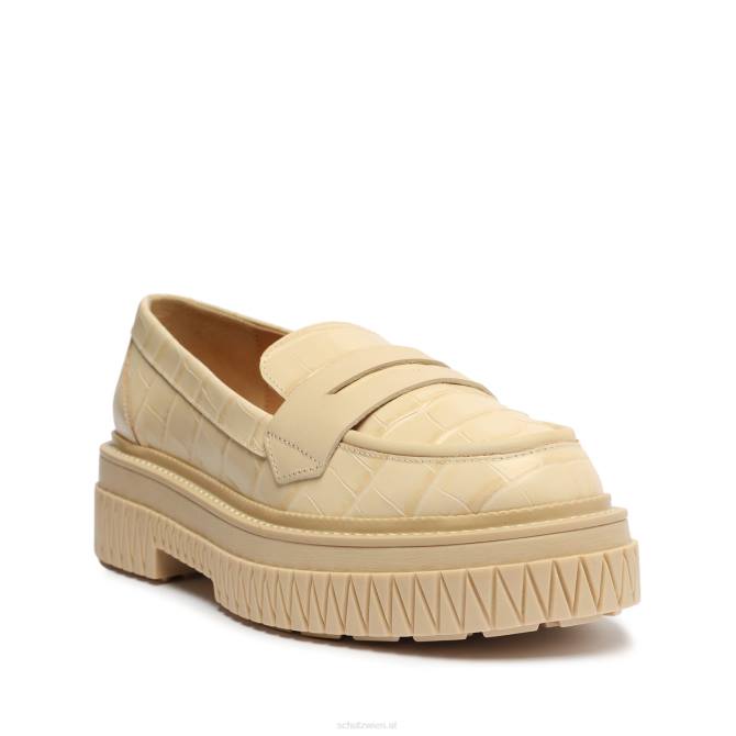 bei Schutz Flache Schuhe aus Viola-Leder mit Krokodilprägung Eierschale D60T597