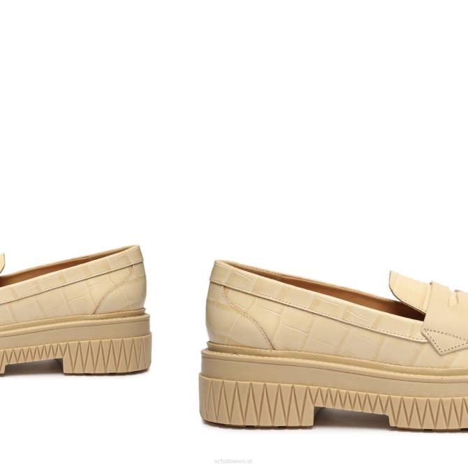 bei Schutz Flache Schuhe aus Viola-Leder mit Krokodilprägung Eierschale D60T597