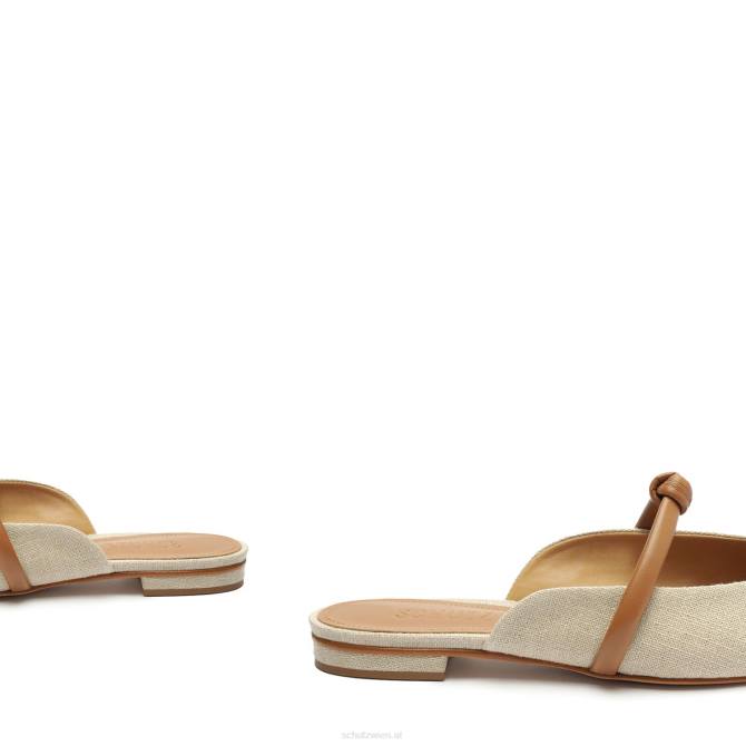 bei Schutz Perlmuttfarbener, lässiger Leinenstoff, flach Holz D60T538