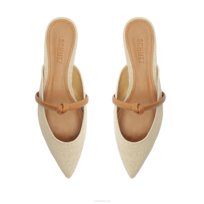 bei Schutz Perlmuttfarbener, lässiger Leinenstoff, flach Holz D60T538