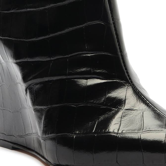 bei Schutz Asya-Stiefelette aus Leder mit Krokodilprägung Schwarz D60T891