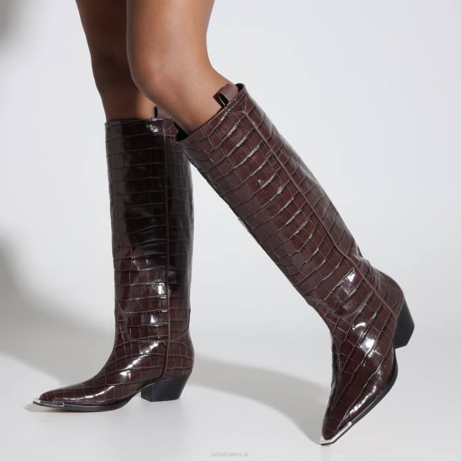 bei Schutz Lässiger Tessie-Stiefel aus Leder mit Krokodilprägung dunkle Schokolade D60T780