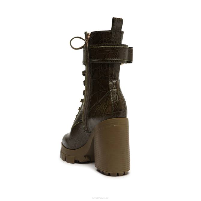 bei Schutz Lederstiefelette mit Roslyn-Schnalle Militärgrün D60T183