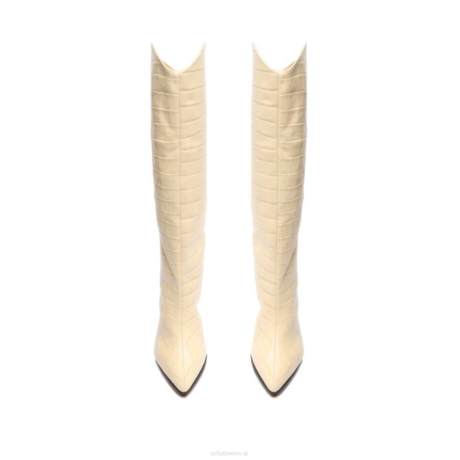 bei Schutz Maryana-Block-Lederstiefel mit Krokodilprägung Eierschale D60T726