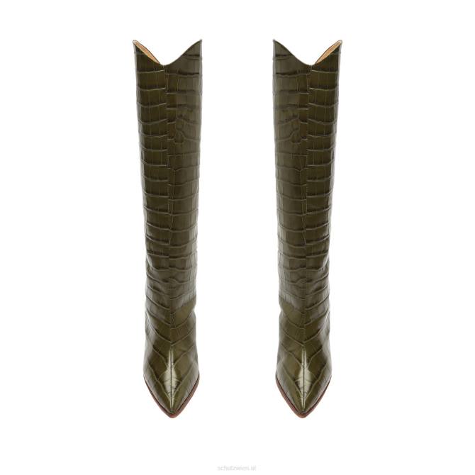 bei Schutz Maryana-Block-Lederstiefel mit Krokodilprägung Militärgrün D60T742