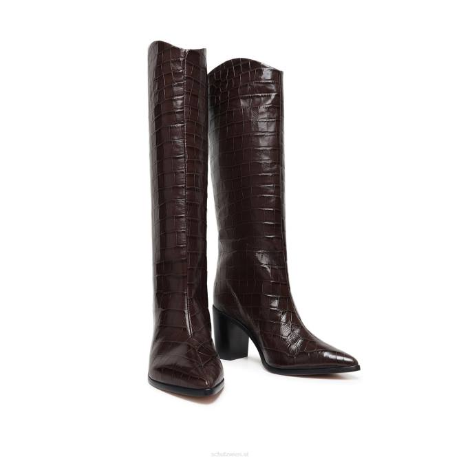 bei Schutz Maryana-Block-Lederstiefel mit Krokodilprägung Umber D60T799