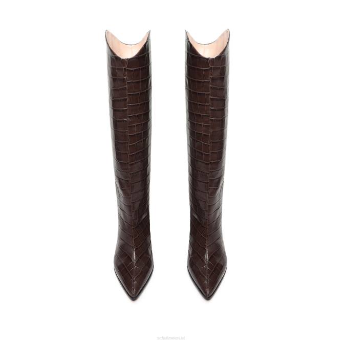 bei Schutz Maryana-Block-Lederstiefel mit Krokodilprägung Umber D60T799