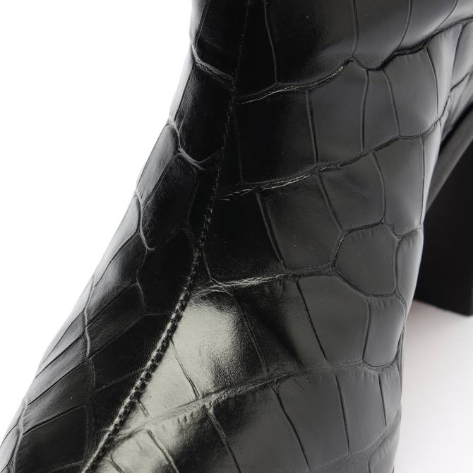 bei Schutz Maryana Block breiter Krokodilstiefel Schwarz D60T817