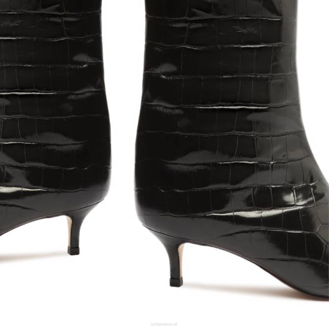 bei Schutz Maryana Lo Stiefel aus Leder mit Krokodilprägung Schwarz D60T739