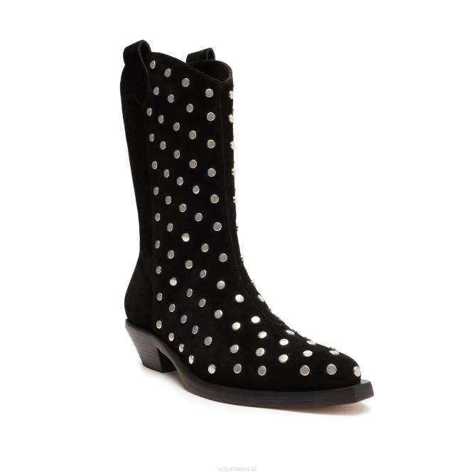 bei Schutz Zachy-Nieten-Stiefelette aus Wildleder Schwarz D60T184