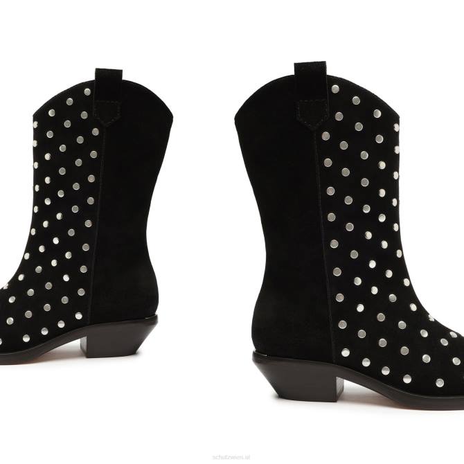 bei Schutz Zachy-Nieten-Stiefelette aus Wildleder Schwarz D60T184