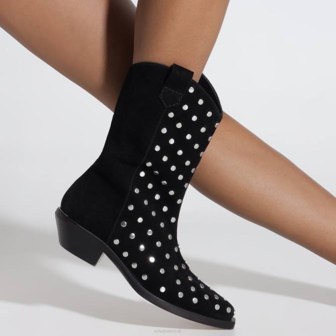 bei Schutz Zachy-Nieten-Stiefelette aus Wildleder Schwarz D60T184
