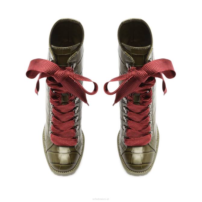 bei Schutz Zhara-Stiefelette aus Leder mit Krokodilprägung Militärgrün D60T150